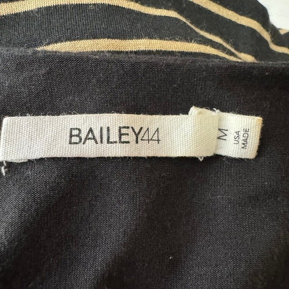 Anthropologie Bailey44 Black Stripe Faux Leather Hem Dress M - Picture 7 of 8